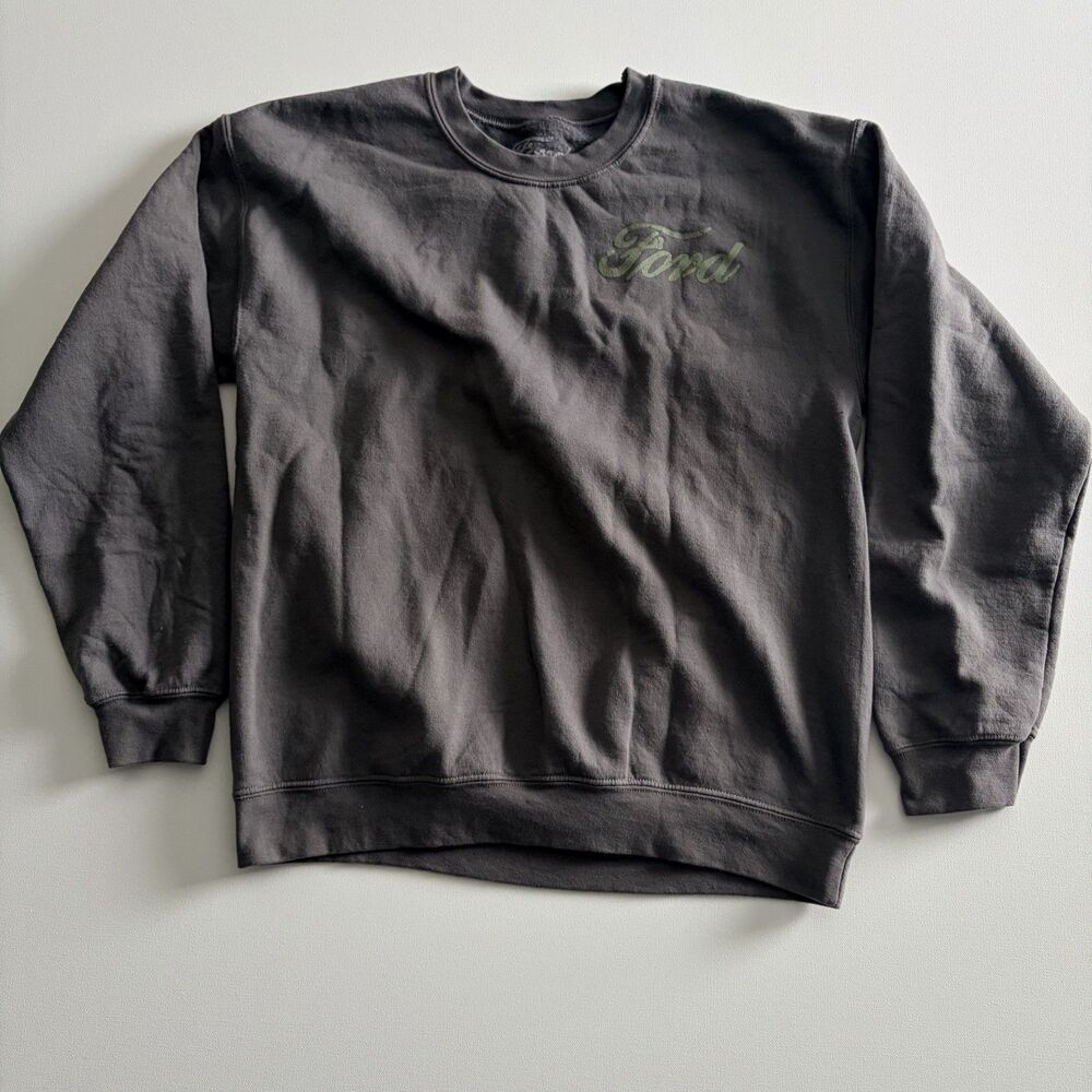 Vintage Style Grey Ford Bronco Sweatshirt Medium Ford Logo Green Bronco Back